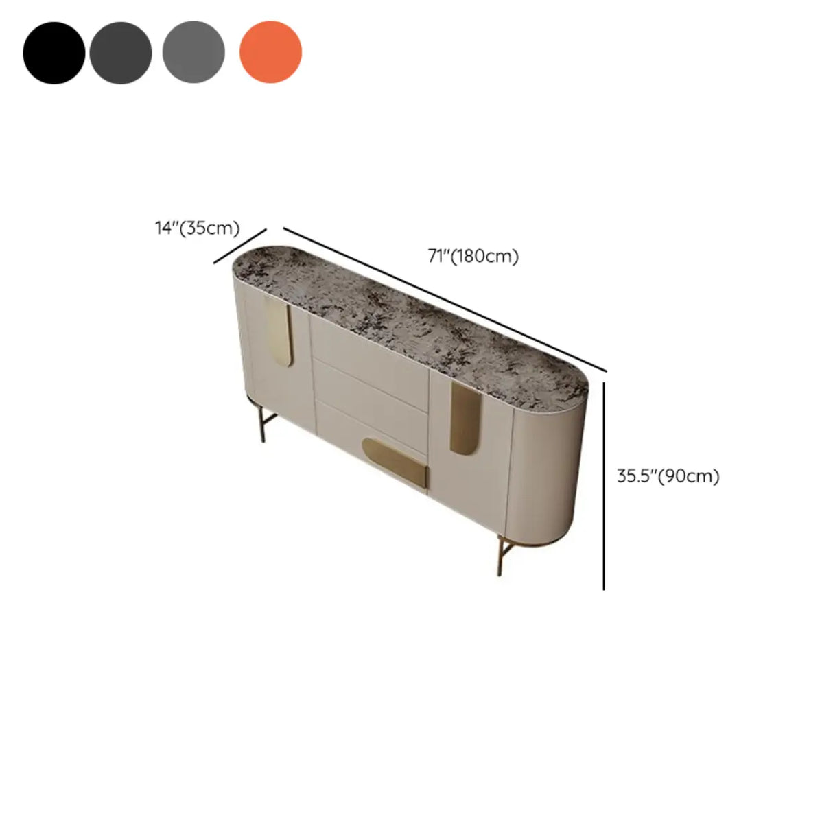 Stainless Steel Oval Marble-Top Storage Console Table Image - 16