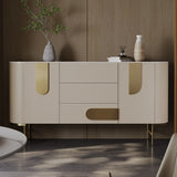 Stainless Steel Oval Marble-Top Storage Console Table Image - 6