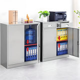 Stainless Steel Vertical Silver Filing Cabinet with Lock Image - 6