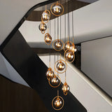 Stairwell Large Glass Globe Pendant Light Multi-Light Image - 1