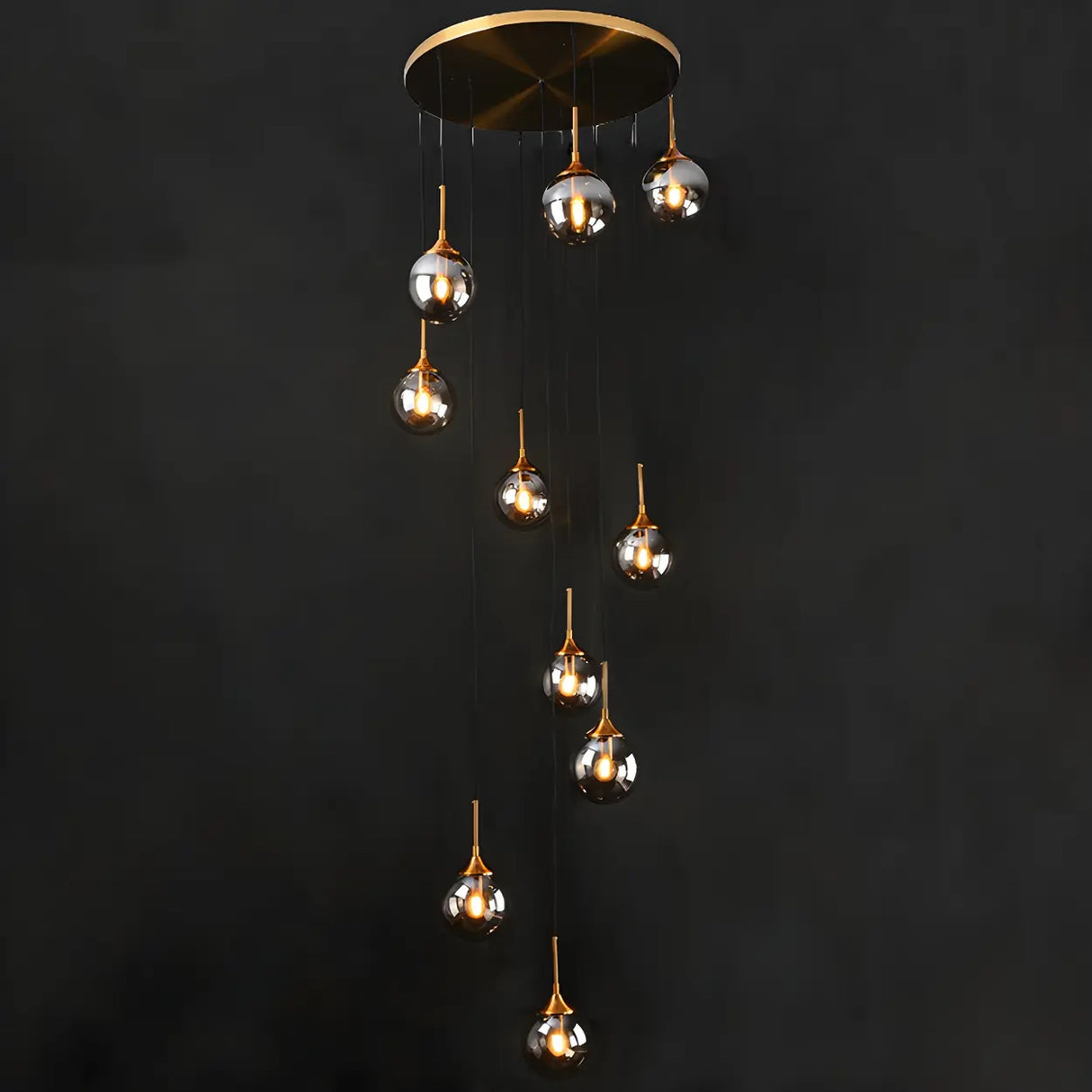 Stairwell Large Glass Globe Pendant Light Multi-Light Image - 13