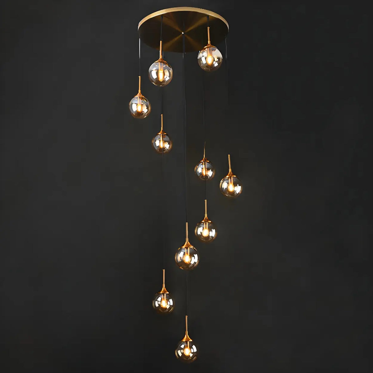 Stairwell Large Glass Globe Pendant Light Multi-Light Image - 14
