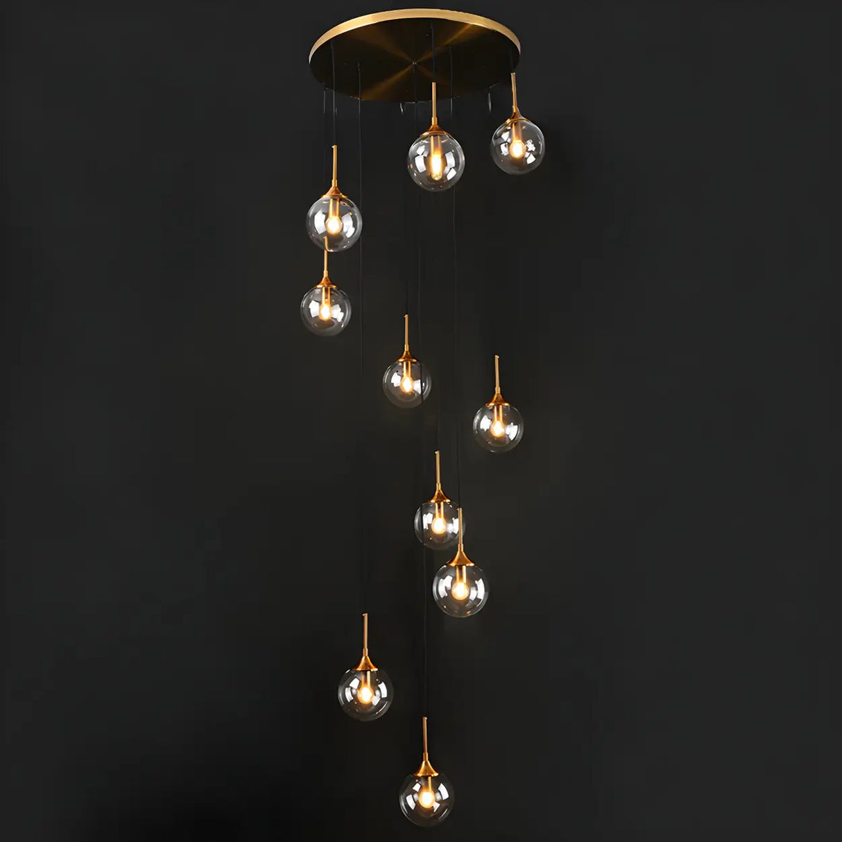 Stairwell Large Glass Globe Pendant Light Multi-Light Image - 15