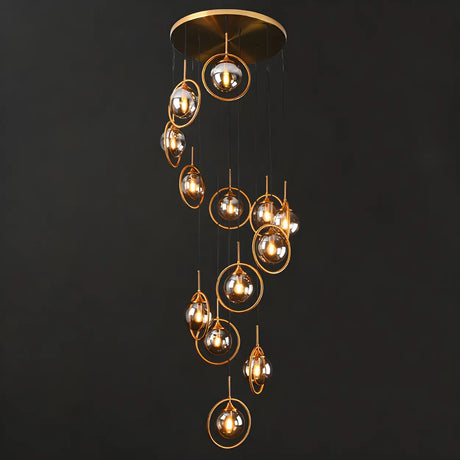 Stairwell Large Glass Globe Pendant Light Multi-Light Image - 2