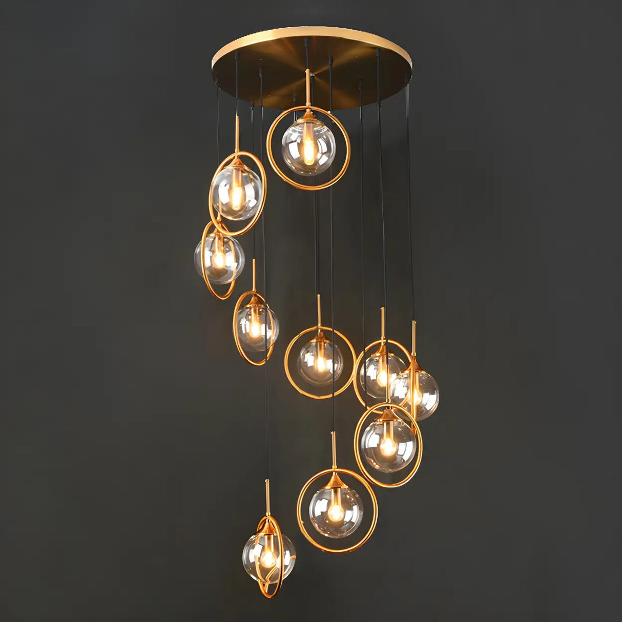 Stairwell Large Glass Globe Pendant Light Multi-Light Image - 4