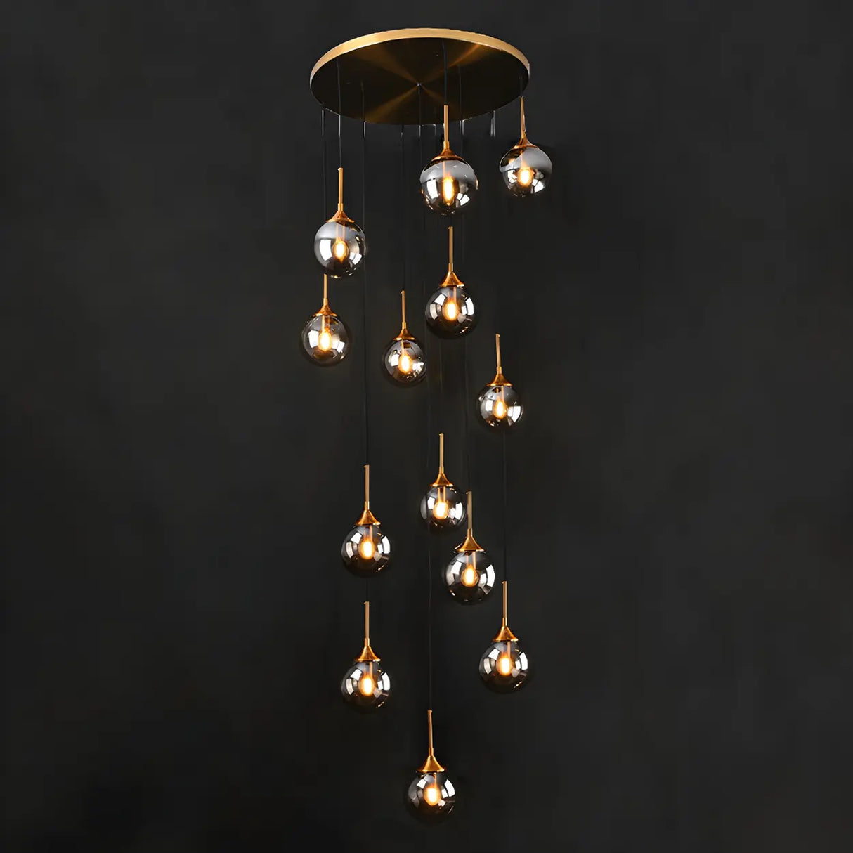 Stairwell Large Glass Globe Pendant Light Multi-Light Image - 5
