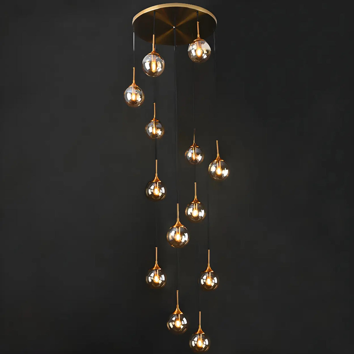 Stairwell Large Glass Globe Pendant Light Multi-Light Image - 6
