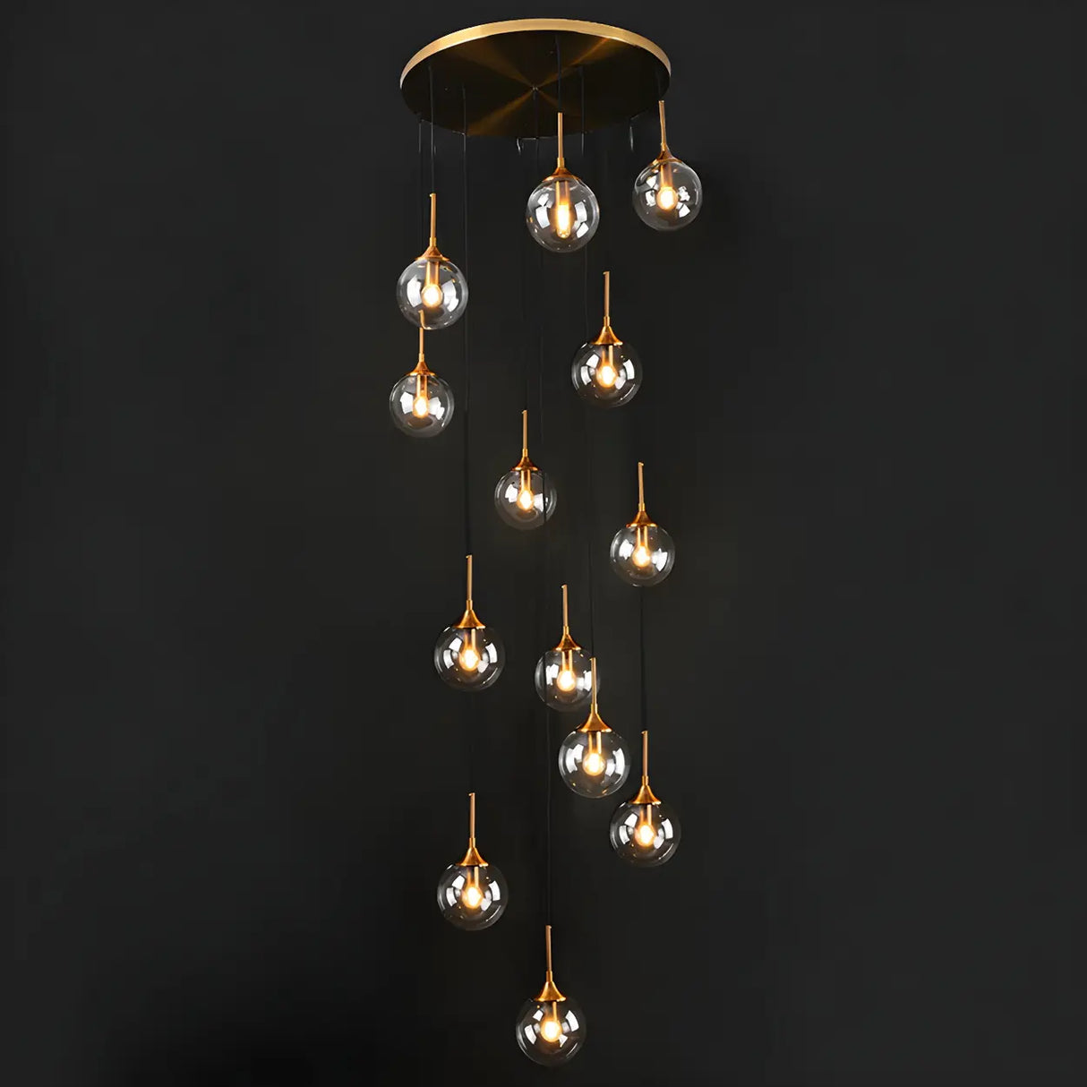 Stairwell Large Glass Globe Pendant Light Multi-Light Image - 7
