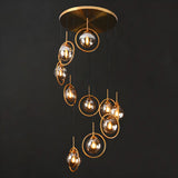 Stairwell Large Glass Globe Pendant Light Multi-Light Image - 9