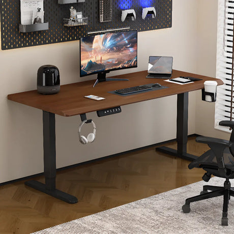 Standard Adjustable T-Shape Timber Computer Desk Image - 1