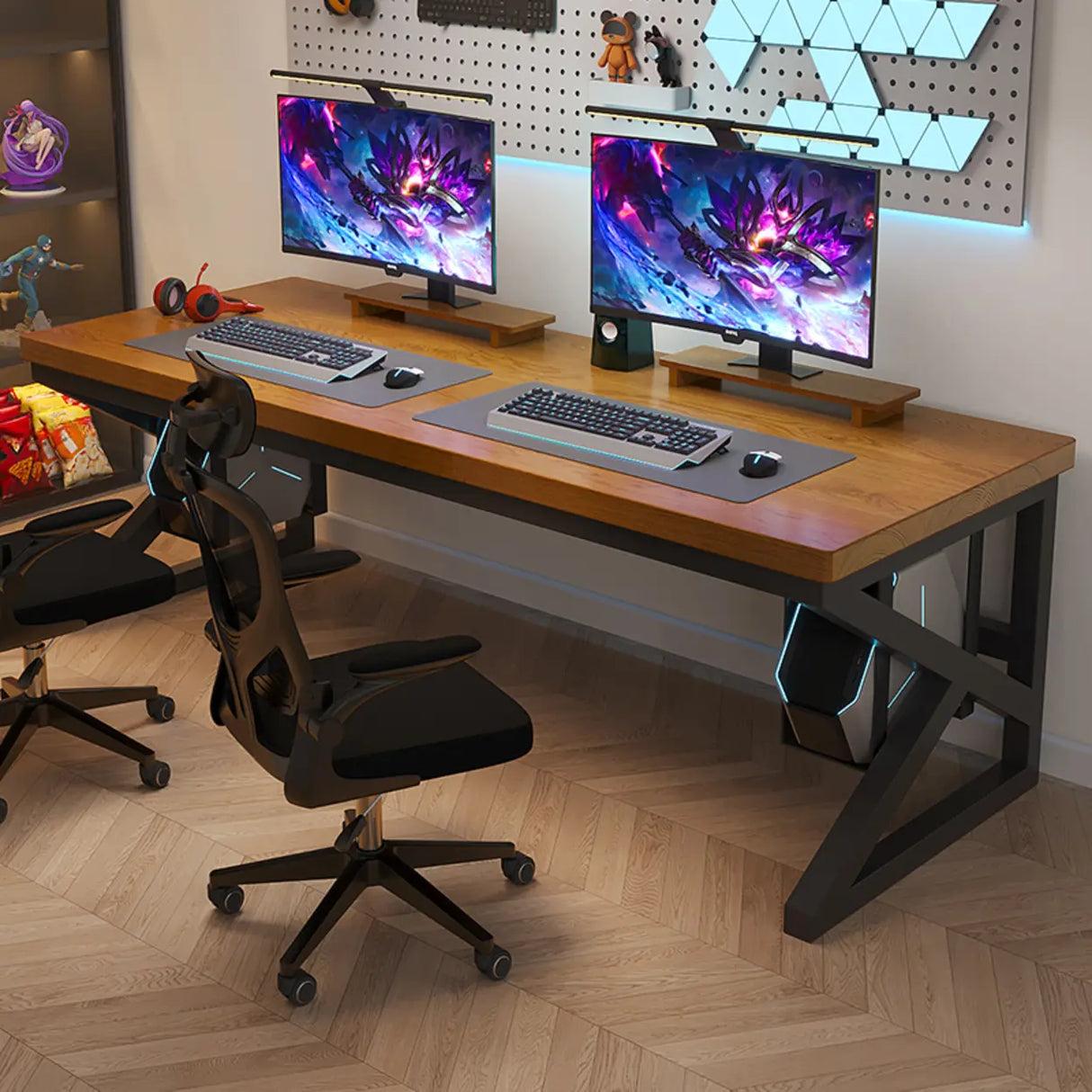  Standard Double Wooden Rectangular Computer Desk Image - 1