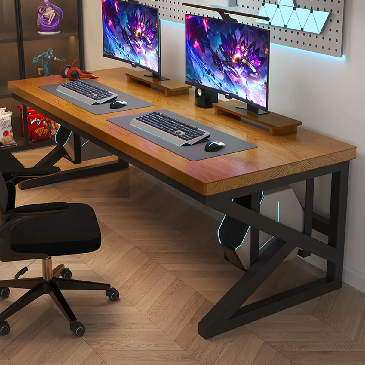  Standard Double Wooden Rectangular Computer Desk Image - 15