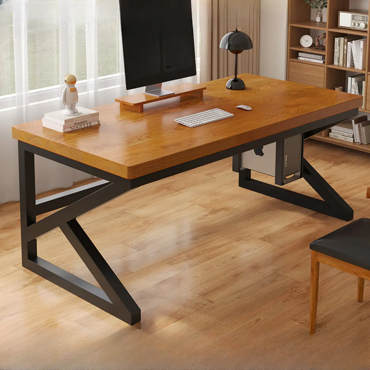  Standard Double Wooden Rectangular Computer Desk Image - 2