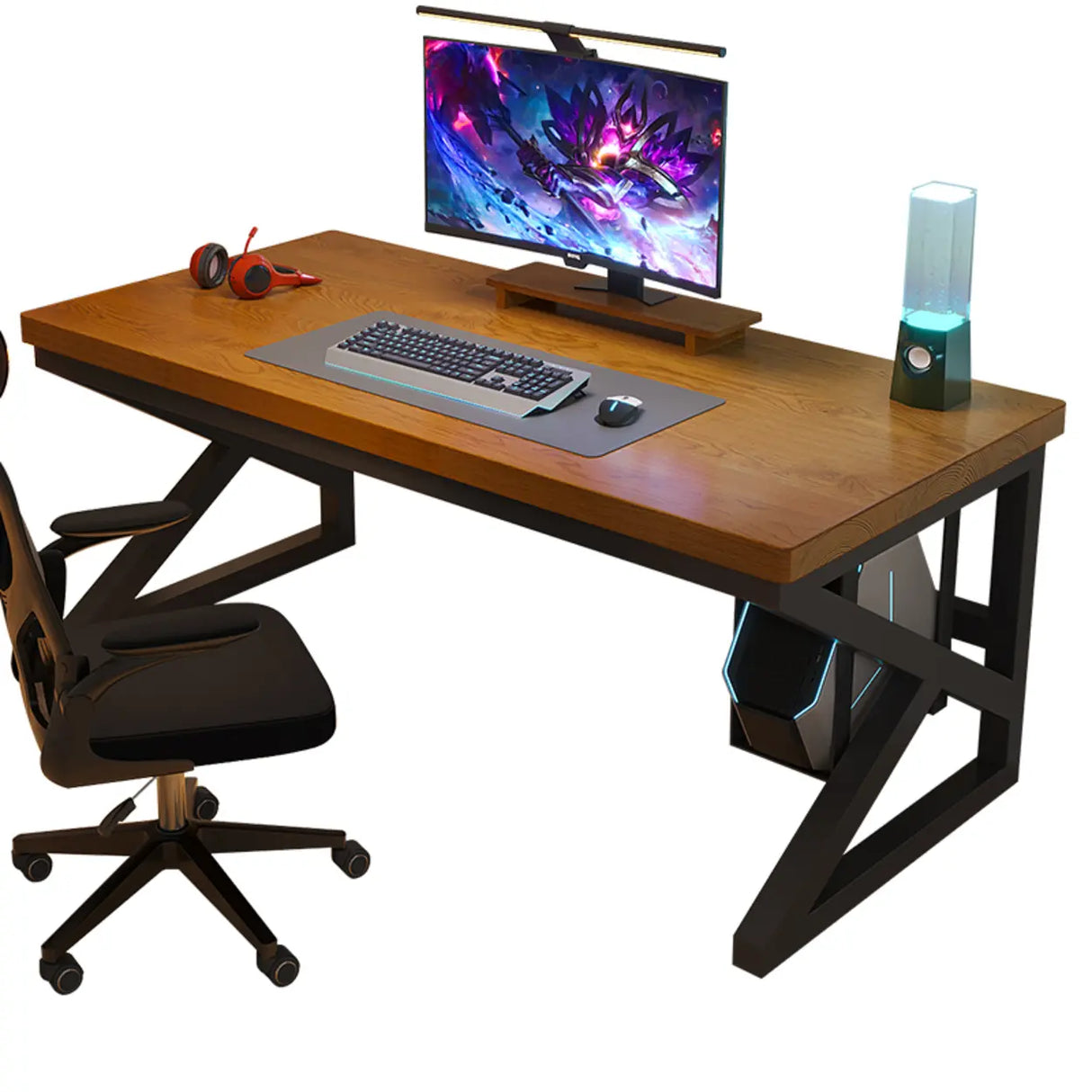  Standard Double Wooden Rectangular Computer Desk Image - 4