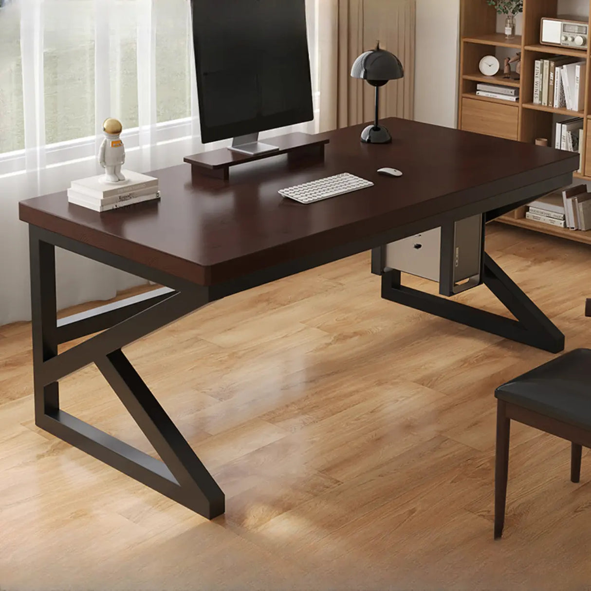  Standard Double Wooden Rectangular Computer Desk Image - 9