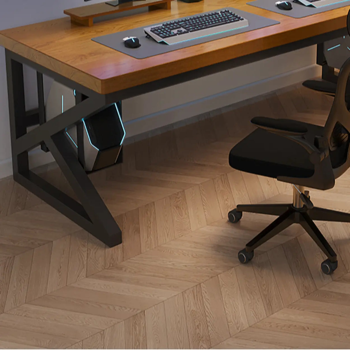  Standard Double Wooden Rectangular Computer Desk Image - 12