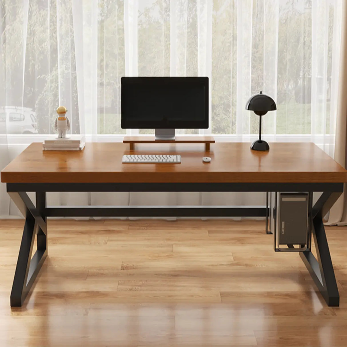  Standard Double Wooden Rectangular Computer Desk Image - 13