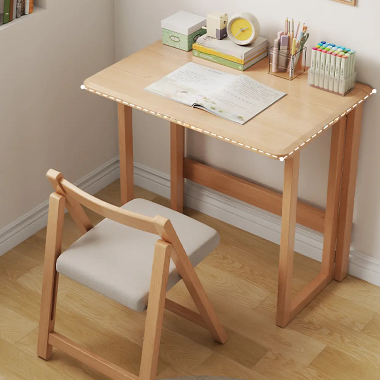 Standard Foldable Wooden Rectangular Computer Desk Image - 4