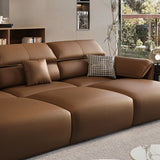 Standard Leather Pillow Back Brown 3-Seater Sofa Bed Image - 11
