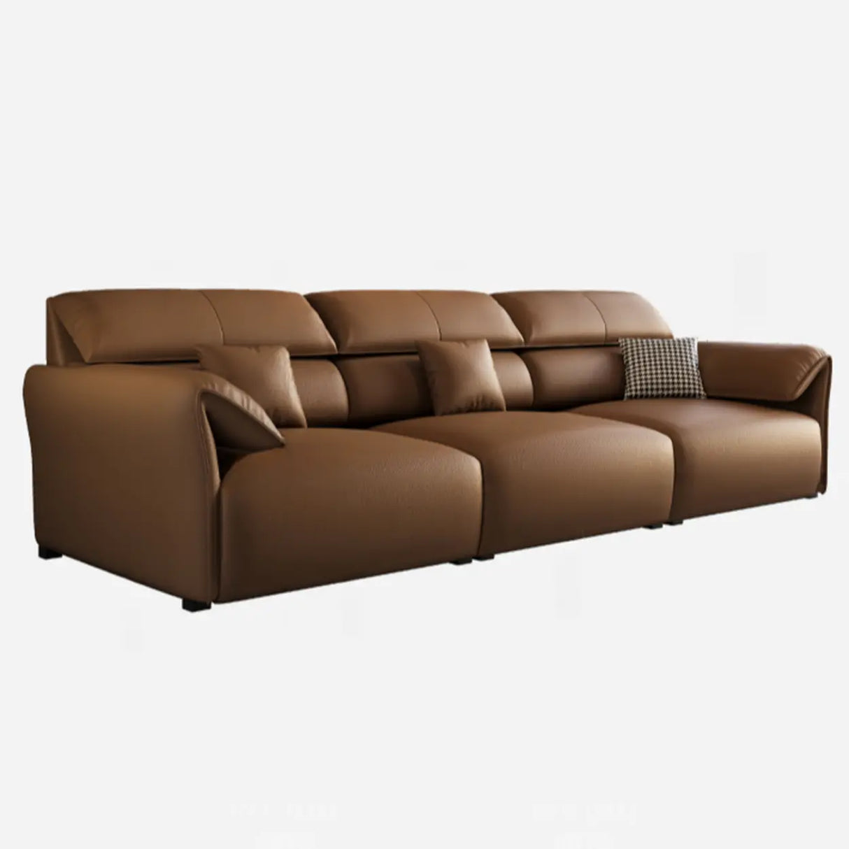 Standard Leather Pillow Back Brown 3-Seater Sofa Bed Image - 5