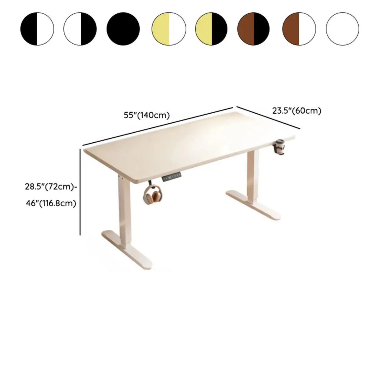 Standard Medium Height-Adjustable Wooden Writing Desk 