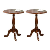 Standard Round Wood Frame Brown Tripod End Table Image - 7