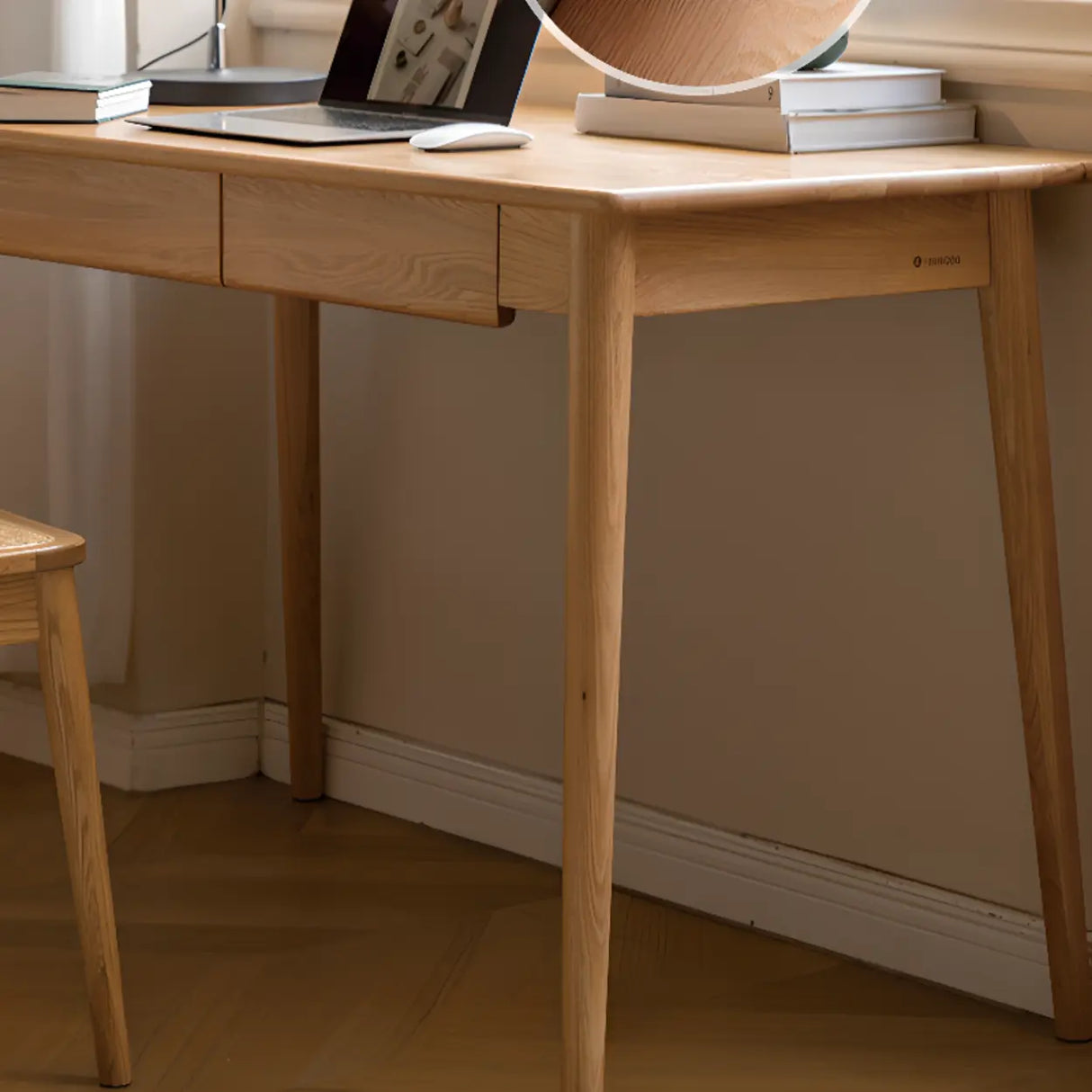Standard Single Wooden Computer Desk with Drawers Image - 21