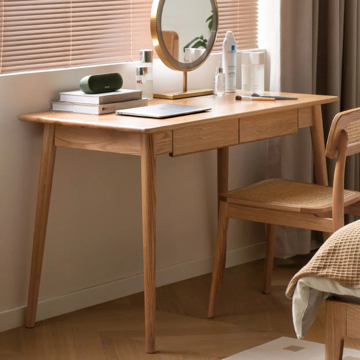 Standard Single Wooden Computer Desk with Drawers Image - 4