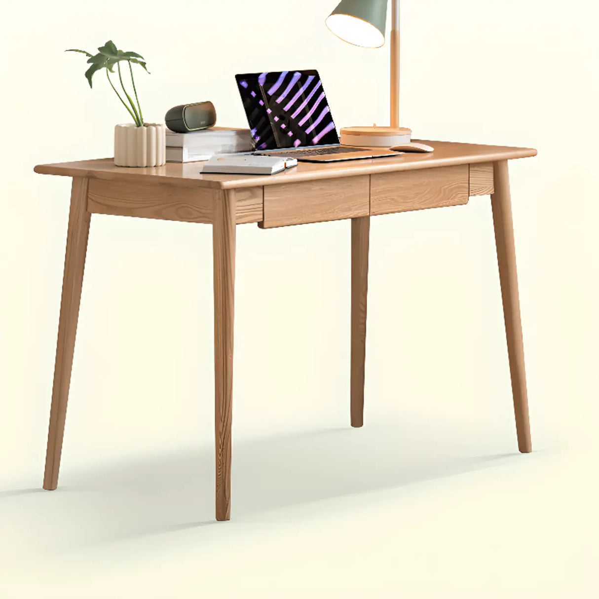 Standard Single Wooden Computer Desk with Drawers Image - 8