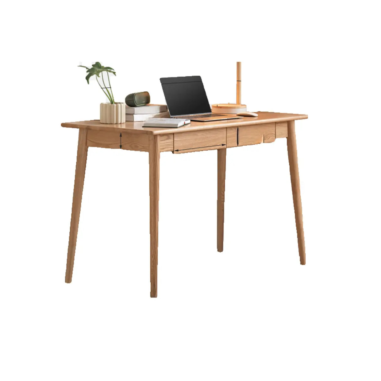 Standard Single Wooden Computer Desk with Drawers Image - 9