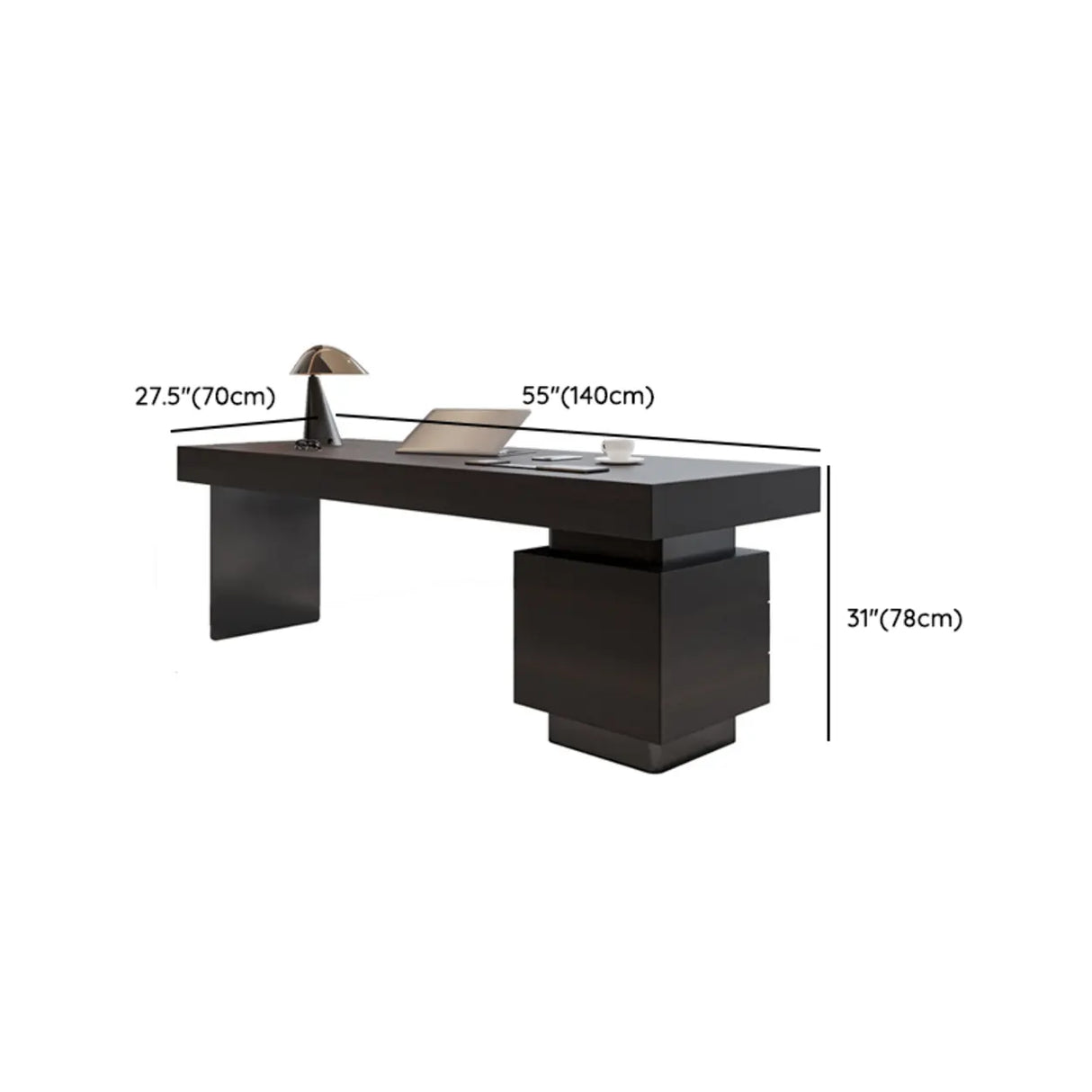 Standard Walnut Wooden Computer Desk with Drawers Image - 10