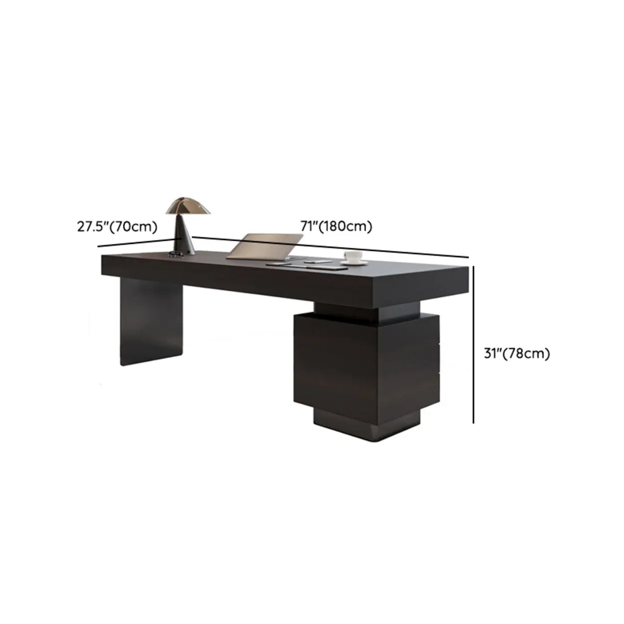 Standard Walnut Wooden Computer Desk with Drawers Image - 12