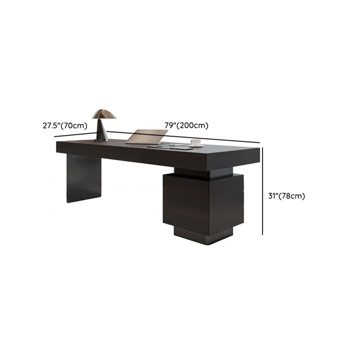 Standard Walnut Wooden Computer Desk with Drawers Image - 13