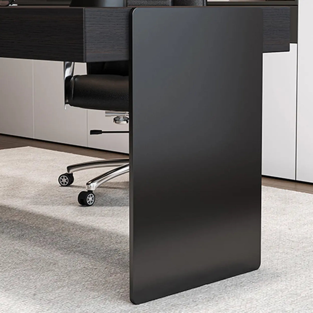 Standard Walnut Wooden Computer Desk with Drawers Image - 8