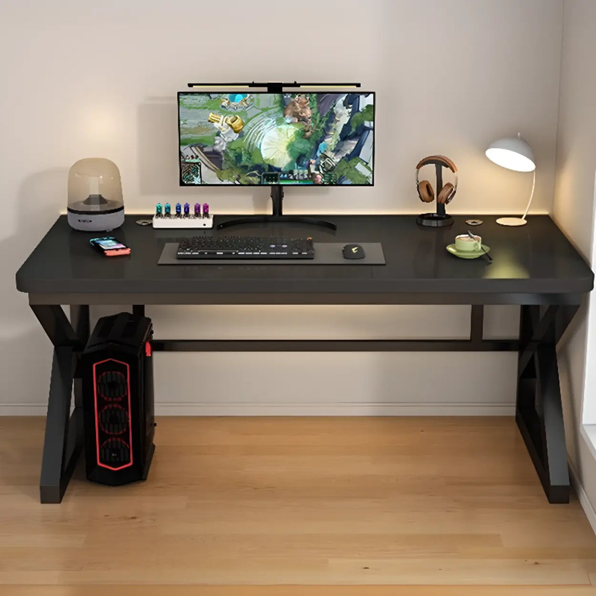Standard Wood Gaming Desk with Cable Management Image - 1