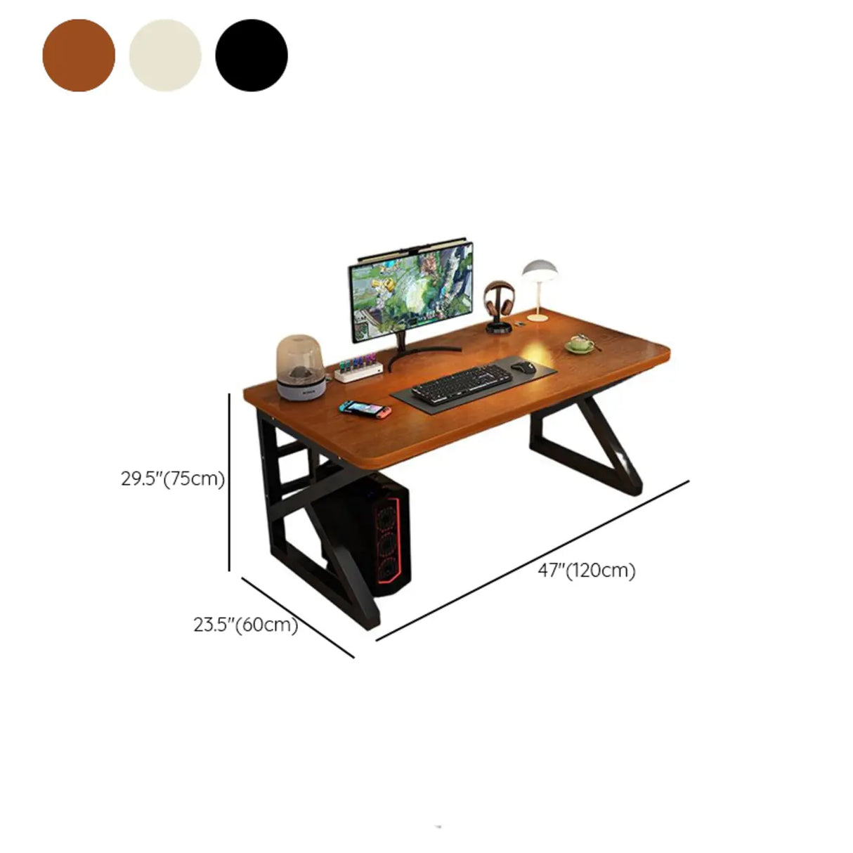 Standard Wood Gaming Desk with Cable Management Image - 15