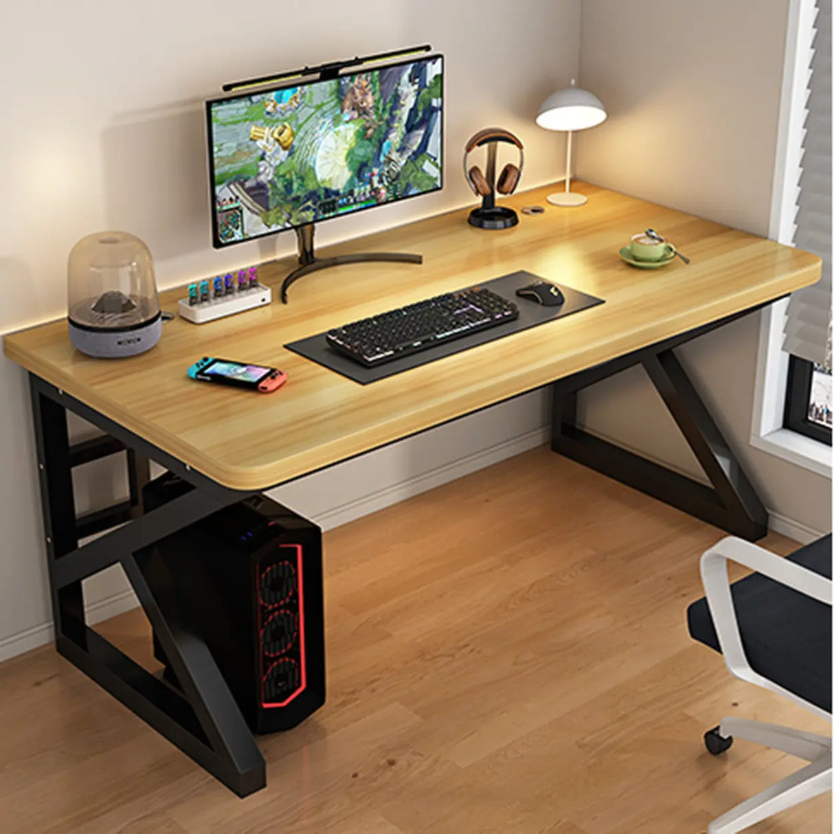 Standard Wood Gaming Desk with Cable Management Image - 5