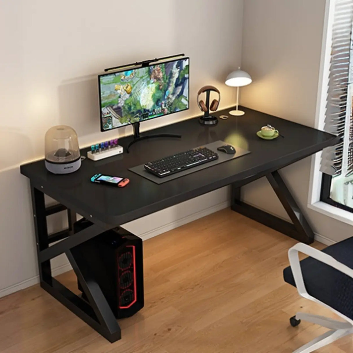 Standard Wood Gaming Desk with Cable Management Image - 3