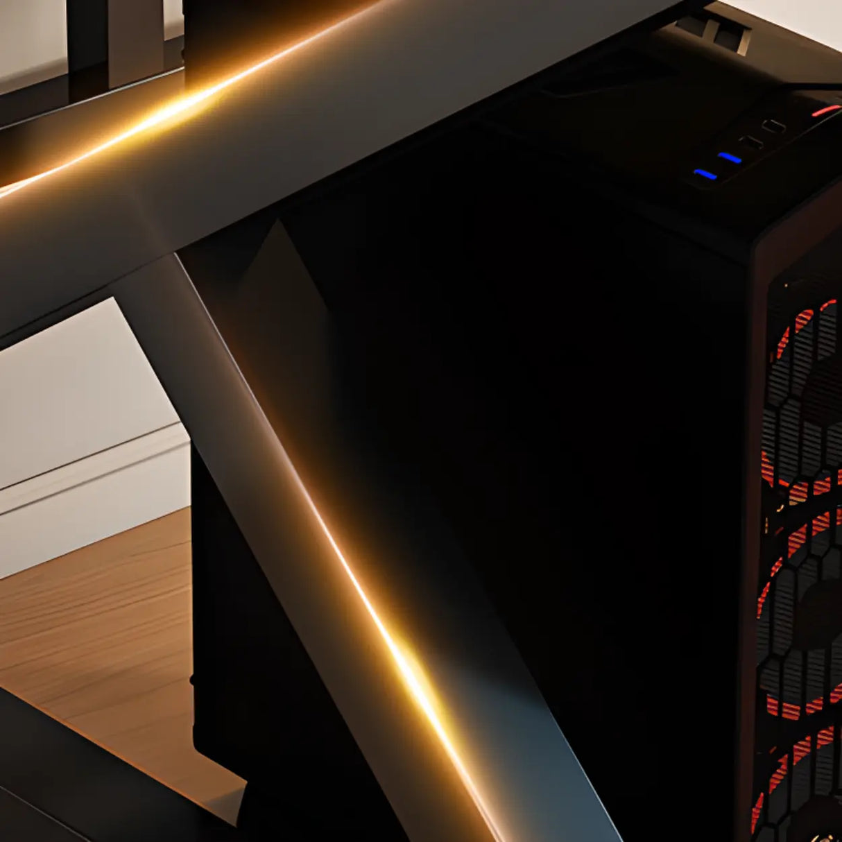 Standard Wood Gaming Desk with Cable Management Image - 7