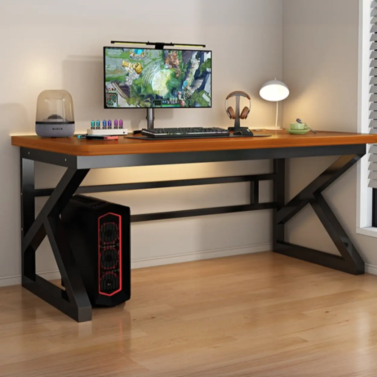 Standard Wood Gaming Desk with Cable Management Image - 9