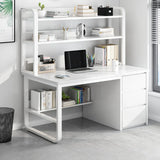 Standard Wooden Computer Desk with Drawers and Shelves Image - 1