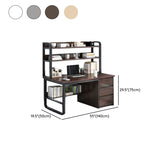 Standard Wooden Computer Desk with Drawers and Shelves Image - 19