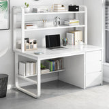 Standard Wooden Computer Desk with Drawers and Shelves Image - 3