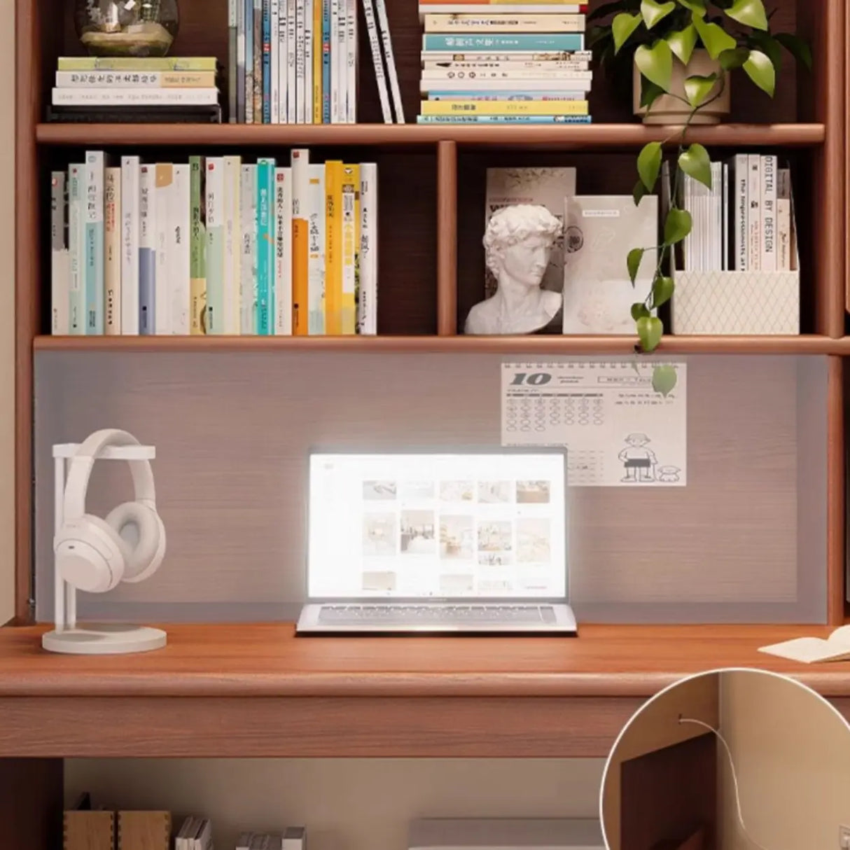 Standard Wooden Computer Desk with Hutch and Storage Image - 18