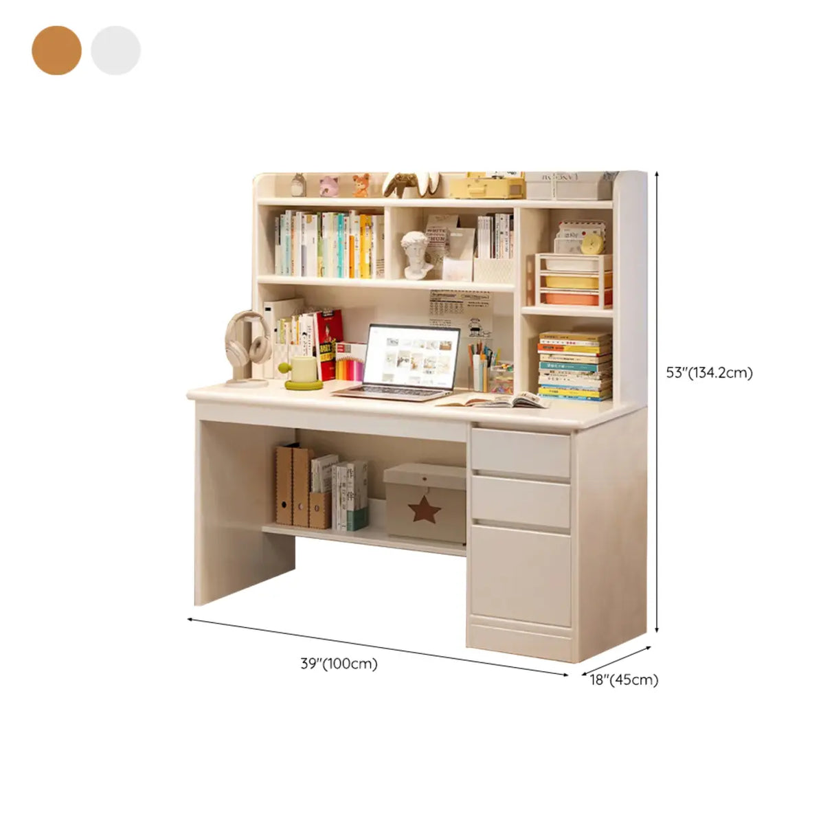 Standard Wooden Computer Desk with Hutch and Storage 
