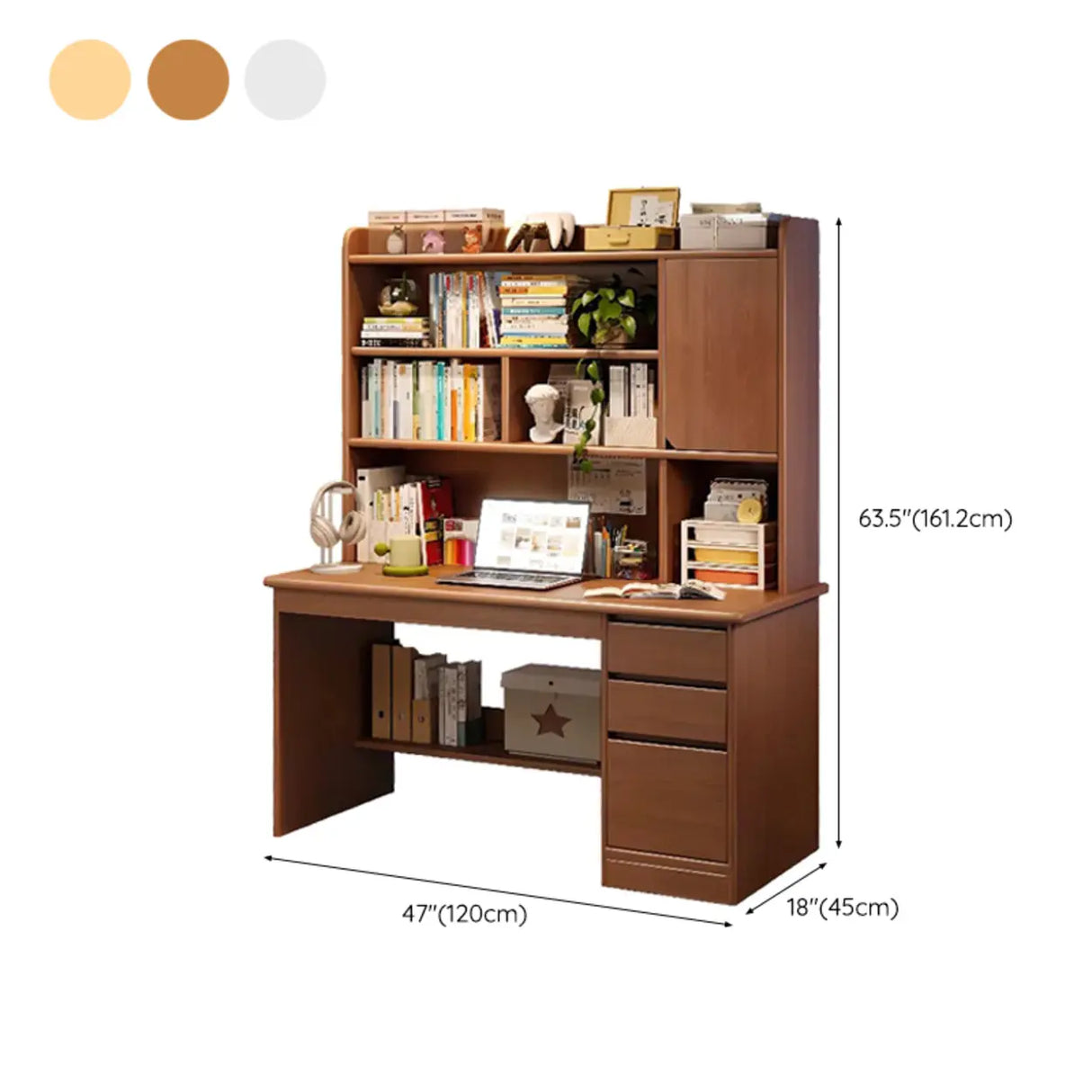 Standard Wooden Computer Desk with Hutch and Storage Image - 32