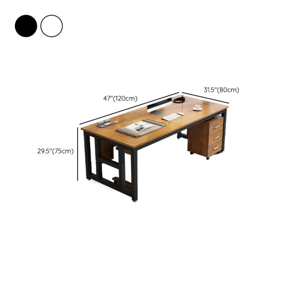 Standard Wooden Computer Desk with Storage and Shelves Image - 12