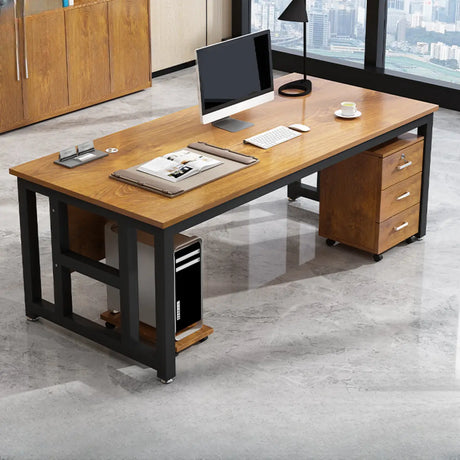Standard Wooden Computer Desk with Storage and Shelves Image - 2