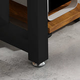 Standard Wooden Computer Desk with Storage and Shelves Image - 9