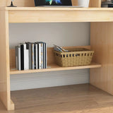 Standard Wooden Credenza Desk with Bookcase and Drawers Image - 14